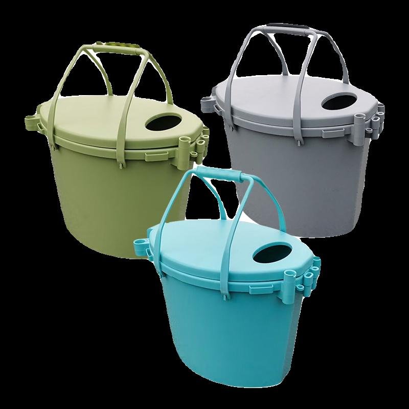 New-style, thick-fished buckets and a brook of small fish, full of elliptical, hand-carved fish drums
